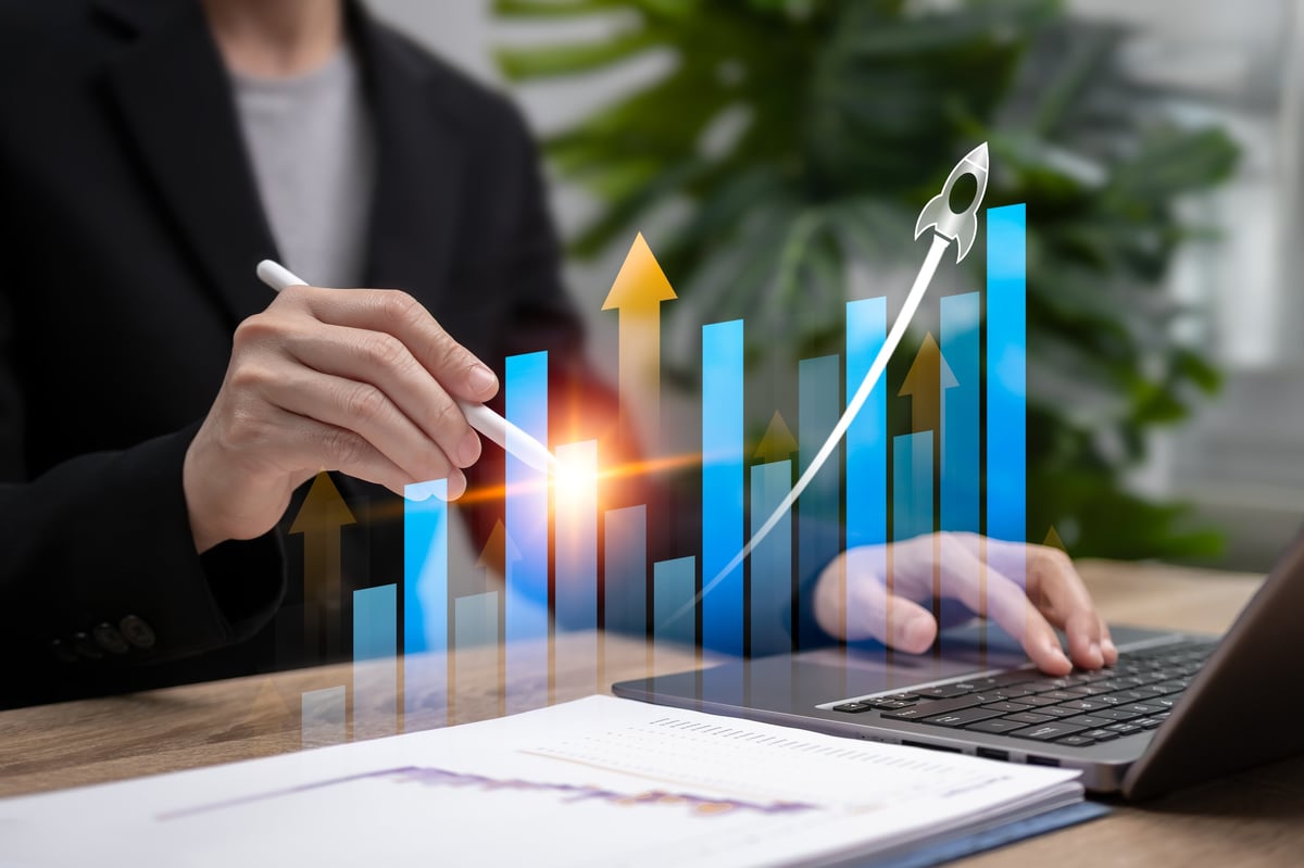 Business growth and investment analysis with profit strategy charts